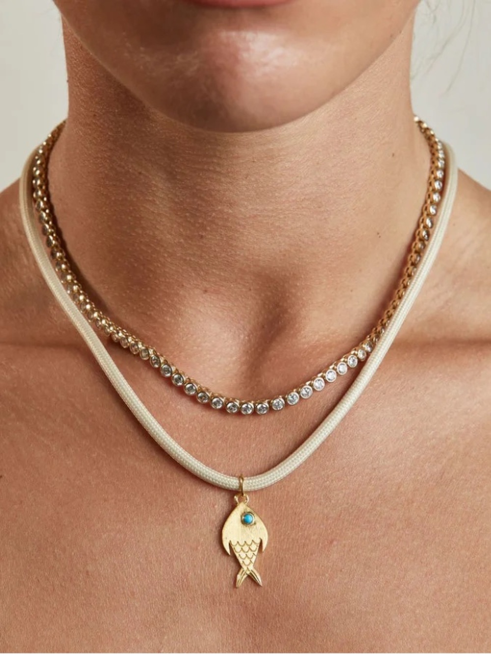 HART Fish Charm with Dune Ecru Necklace Cord